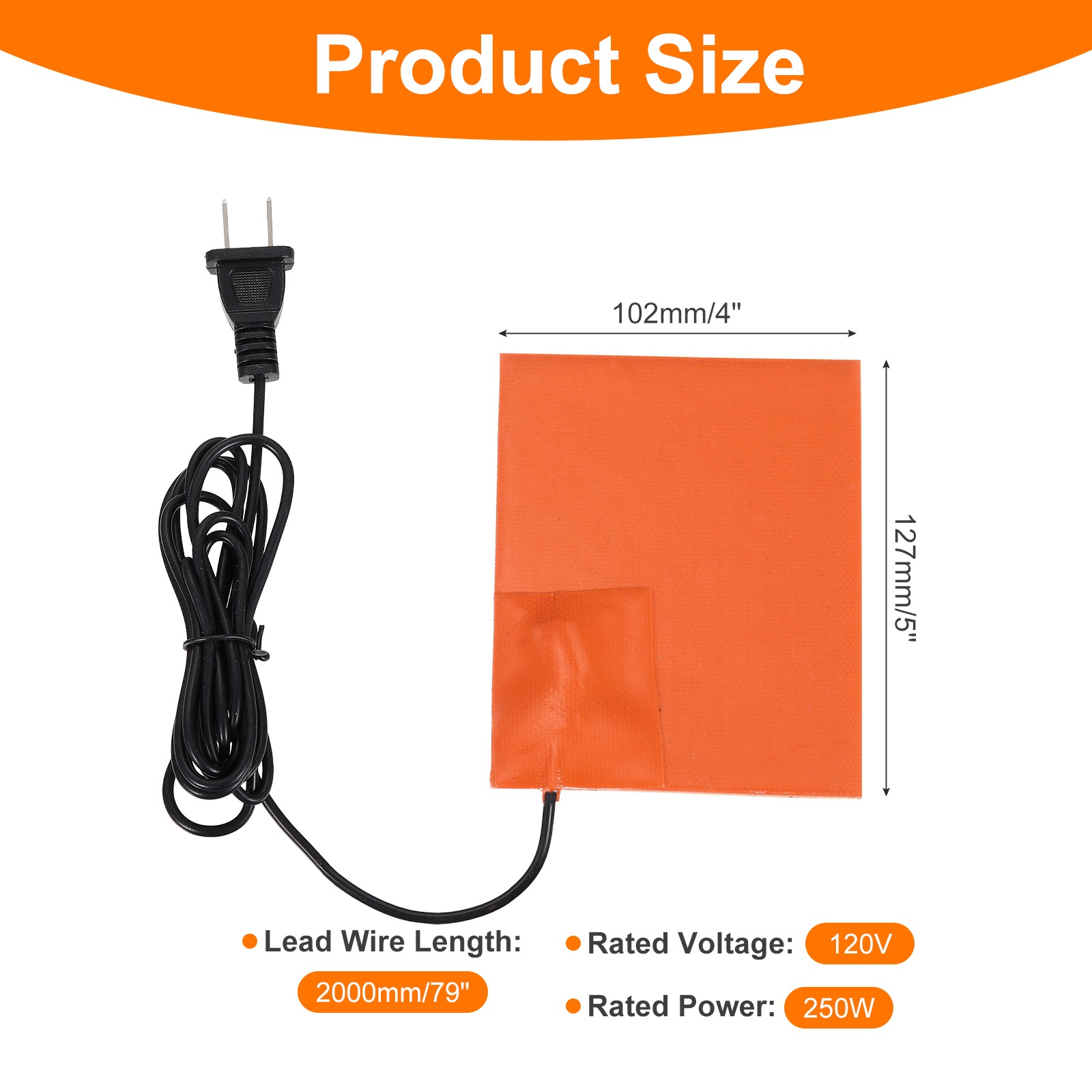 Heater Mat Silicone Heating Pads 120V 250W Heating Pads 127mm x 102mm