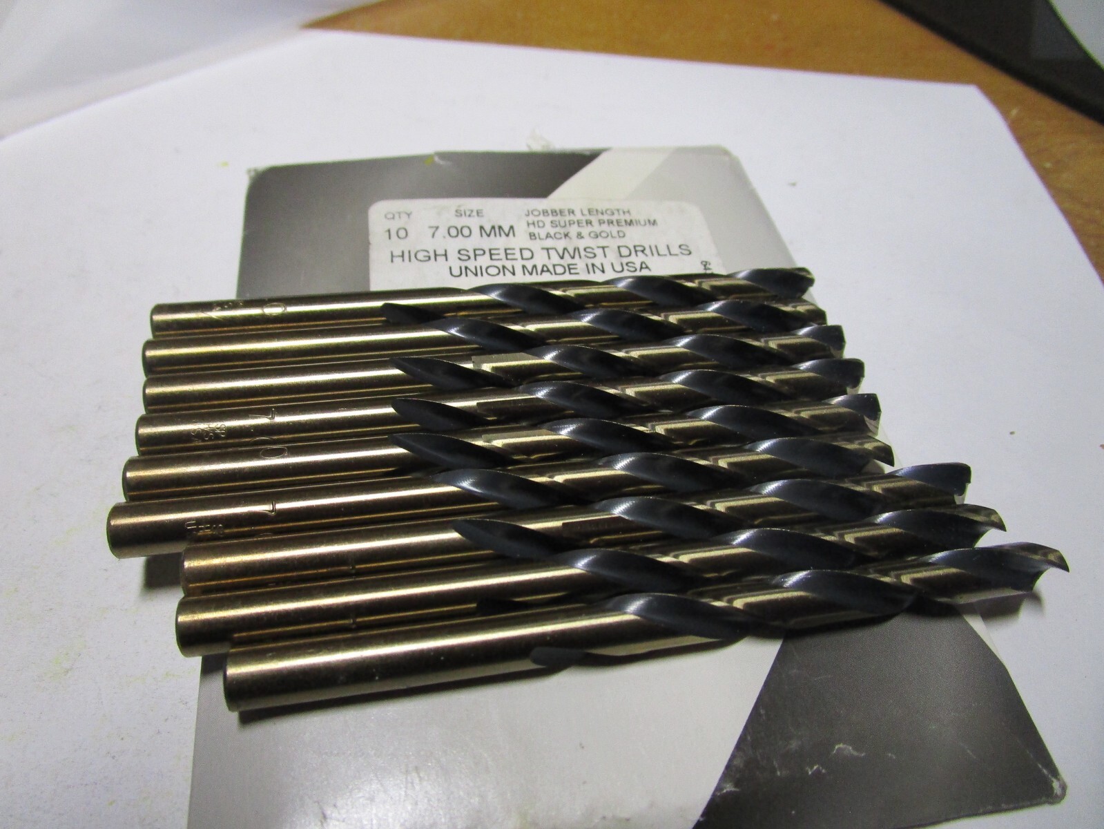7.00mm x 105.0mm OAL 135° Split Black/Gold High Speed Steel Jobber Drill QTY 9