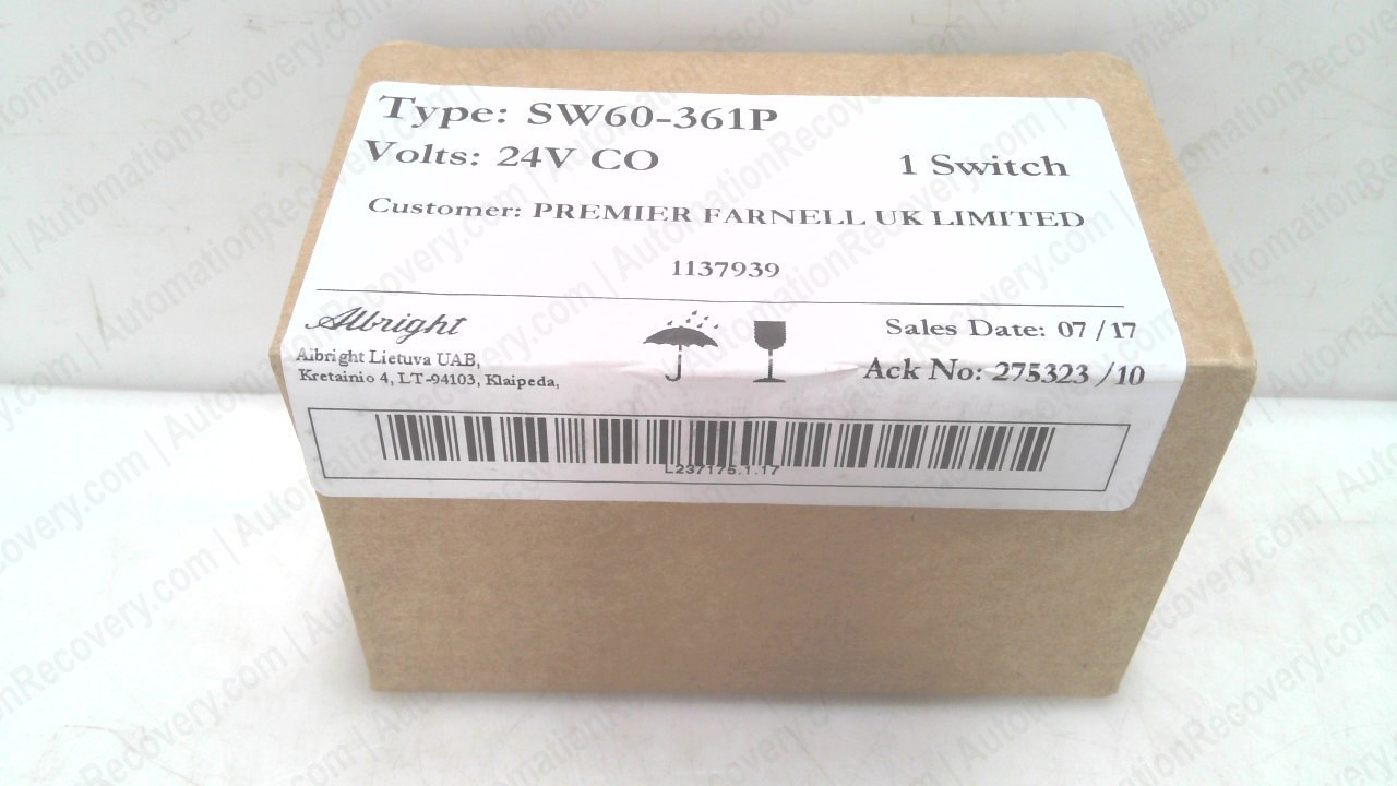 ALBRIGHT SW60-361P, CONTACTOR / STARTER, NEW #351725