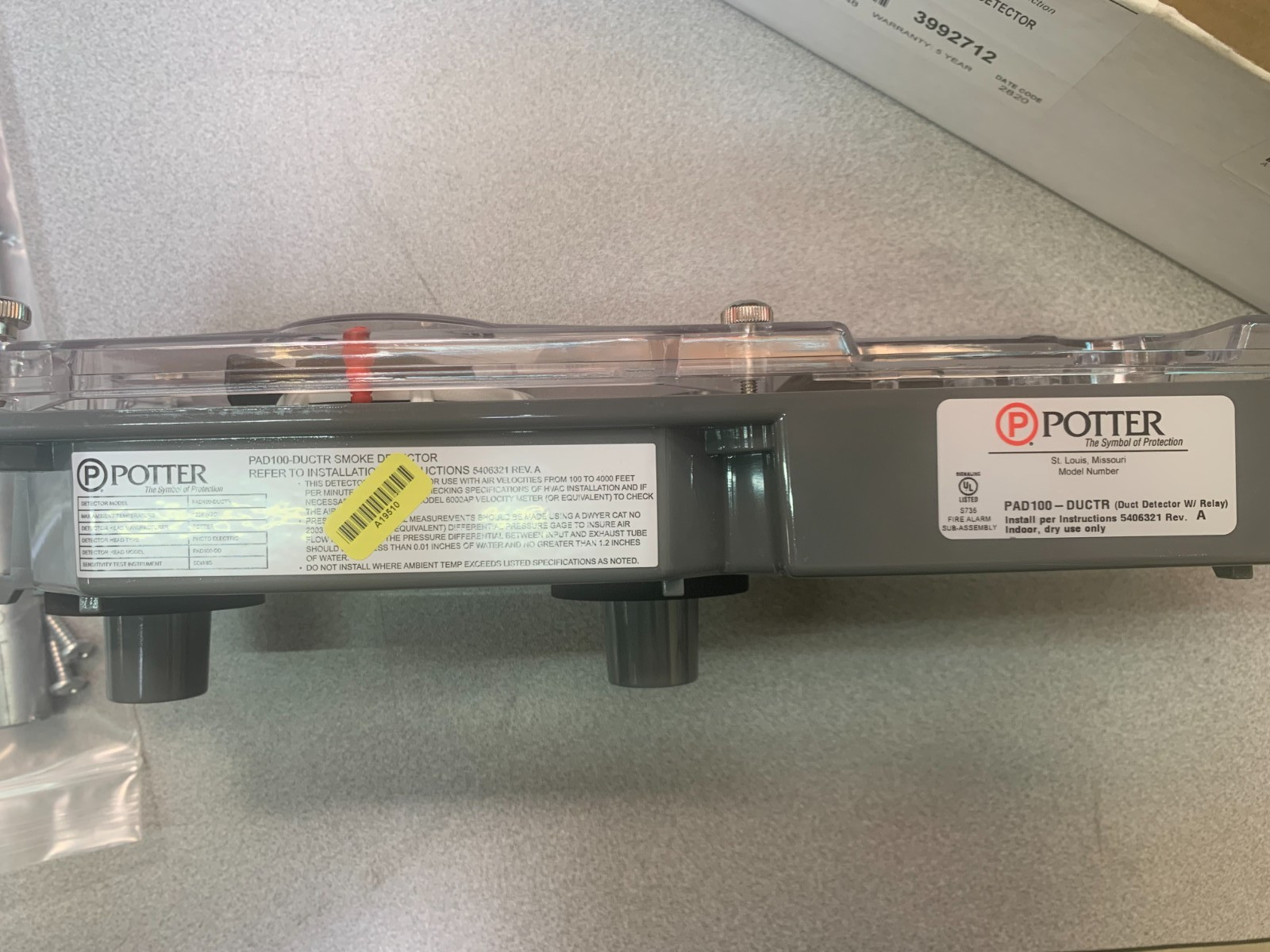 Potter PAD100-DUCTR DUCT RELAY DETECTOR