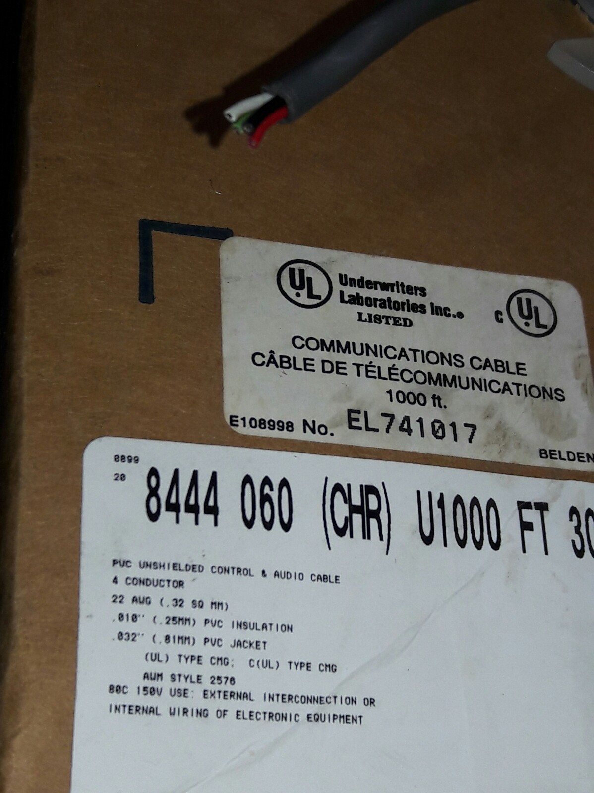( 100 FT ) Belden 8444-060-CHR ( 22Awg ) Shielded Charcoal Gray 4/C 150V
