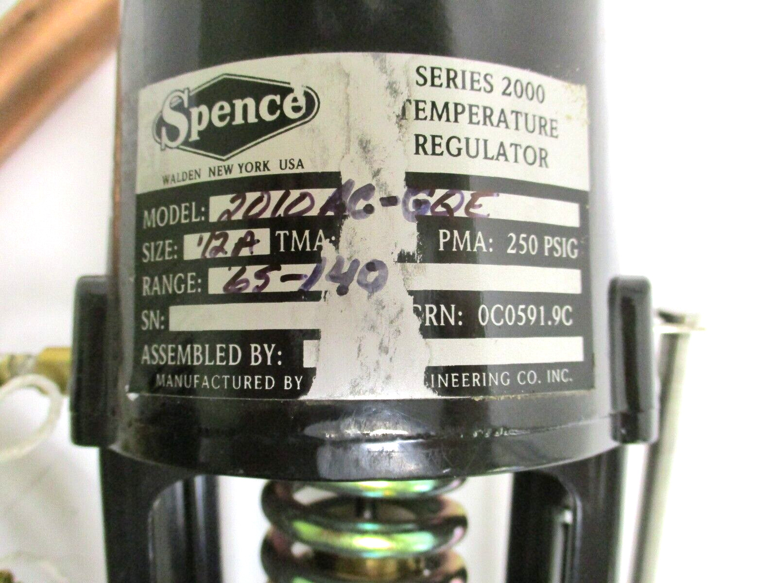 SPENCE , 2010AC-GQE , DIRECT ACTING TEMPERATURE REGULATOR , 1/2″ FNPT ENDS ,