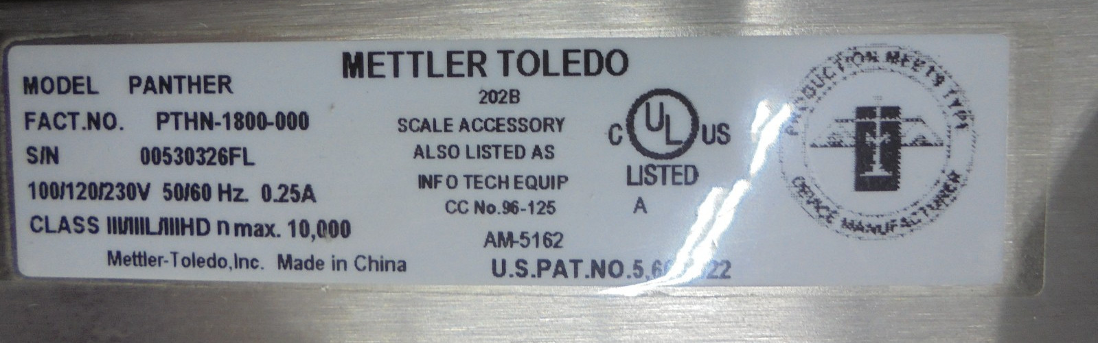 Mettler Toledo PTHN 1800 64052909 095802301-1 Flexmount Scale Weigh Module Load