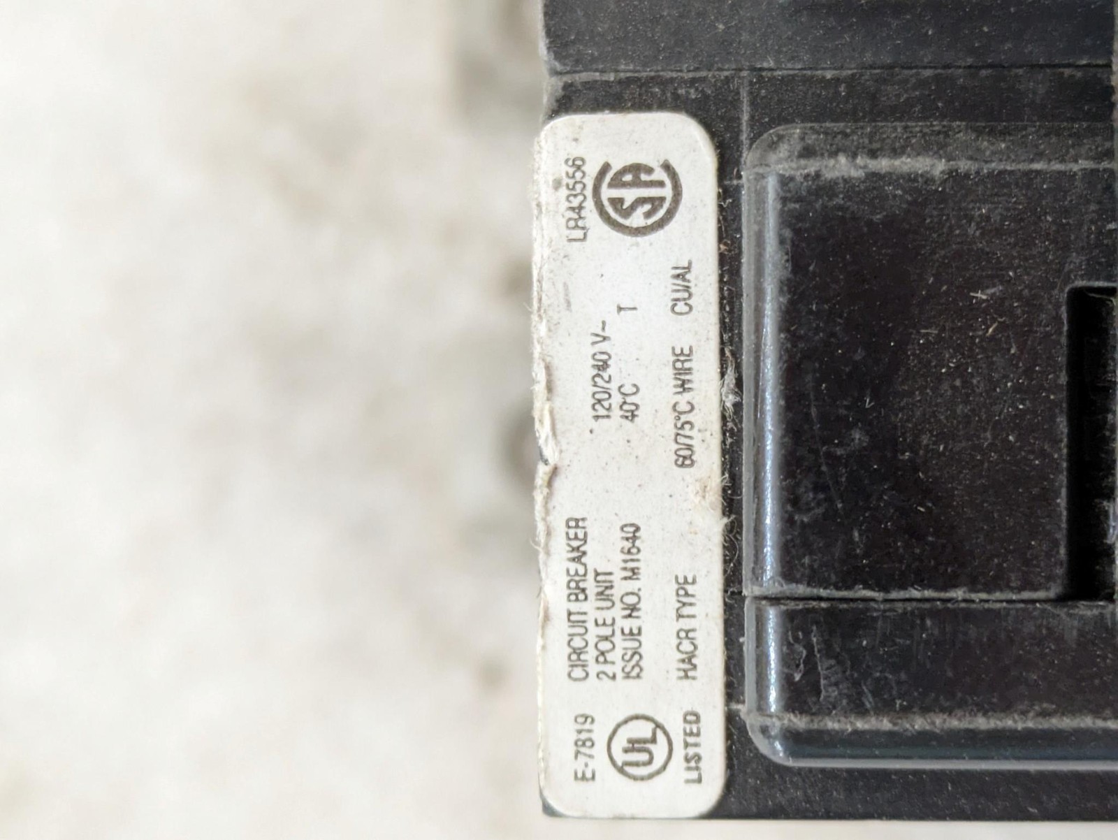EATON QUICKLAG QBHW2060 22000AMPS 120-240V CIRCUIT BREAKER 2POLE HACR TYPE