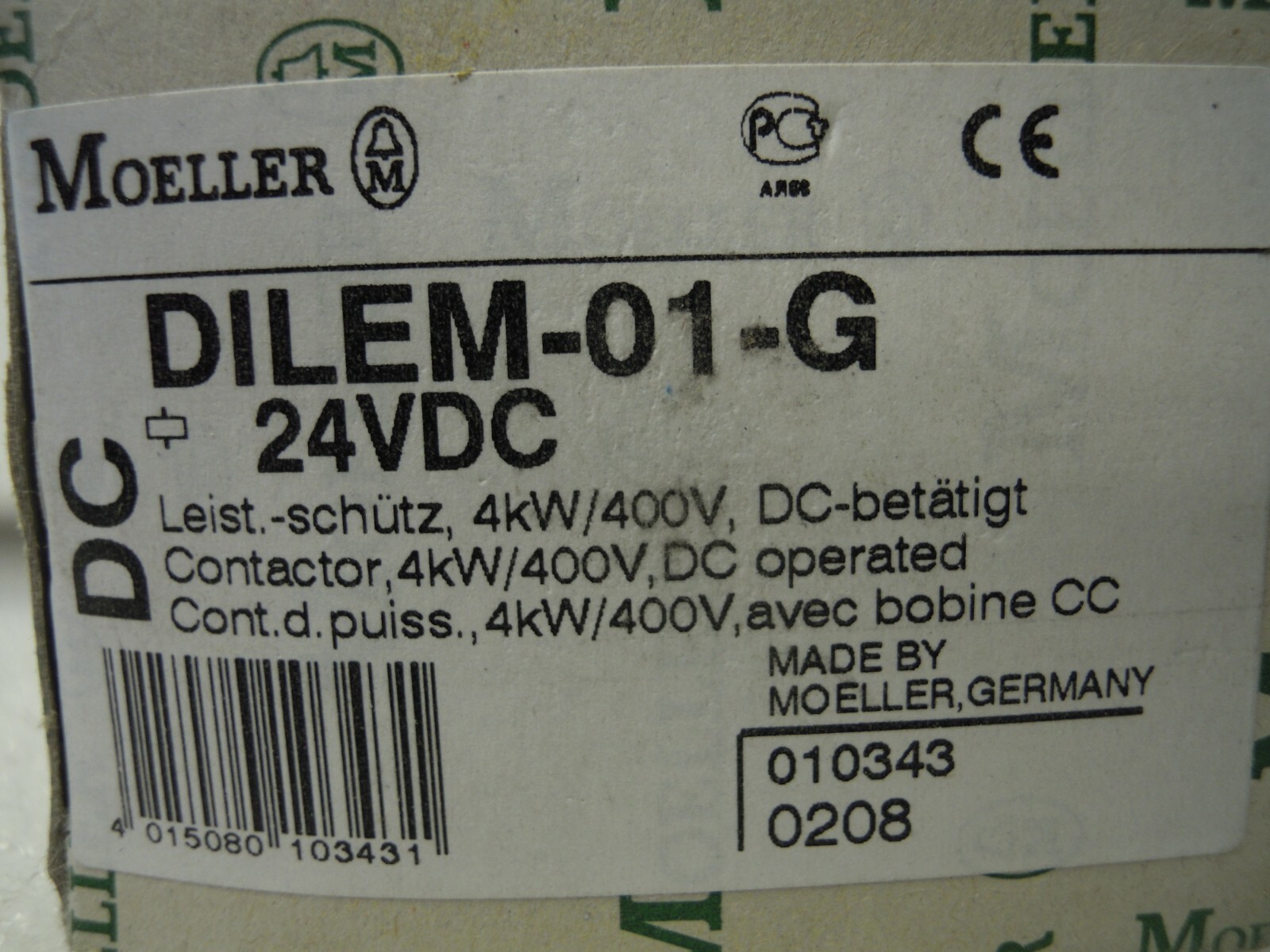 EATON KLOCKNER MOELLER DILEM-01-G 24VDC CONTACTOR *** NEW