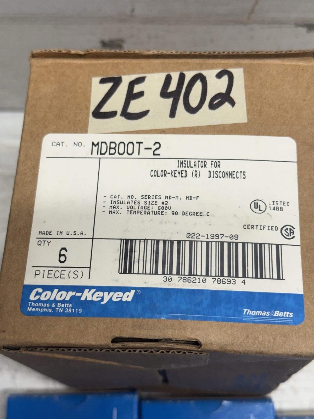 Thomas And Betts MDBOOT-2 Insulator Boot MDB00T-2 (Box of 6) New