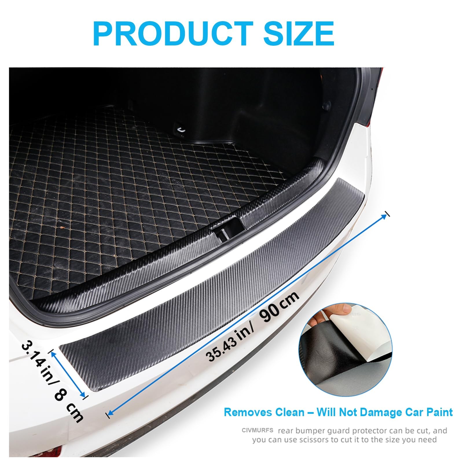 Universal Truck SUV Rear Bumper Guard 35.4 Matte Black Carbon Fiber AntiScratch