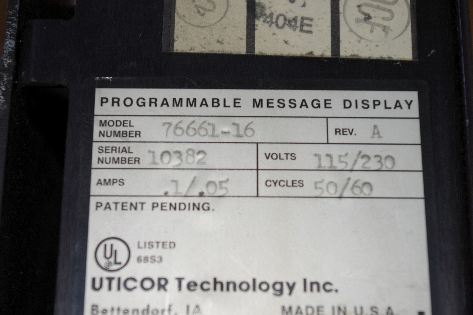 Uticor PMD 375 Message Controller 76661-16, Rev A *FREE SHIPPING*