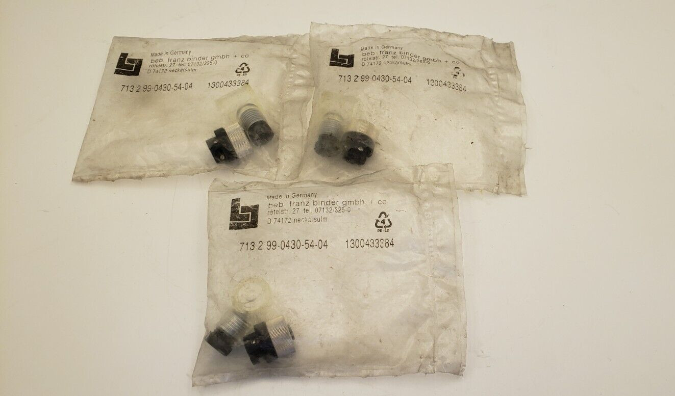 BINDER 713299-0430-54-04 MALE ANGLED LOCKING CONNECTORS (LOT OF 3) NIB