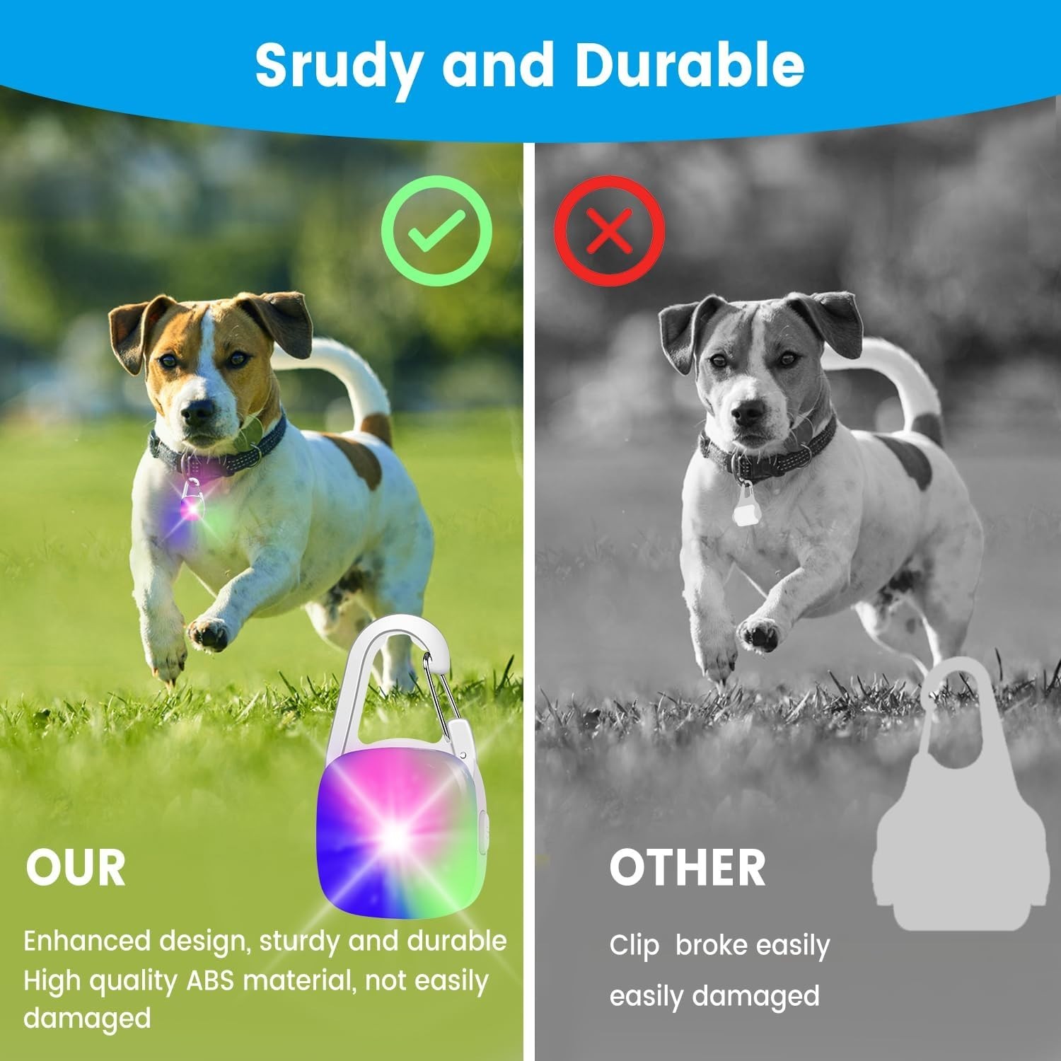 Dog Collar Light, 2 Pack Rechargeable Dog Light Clip On, 80LM Brightness 4 Co…