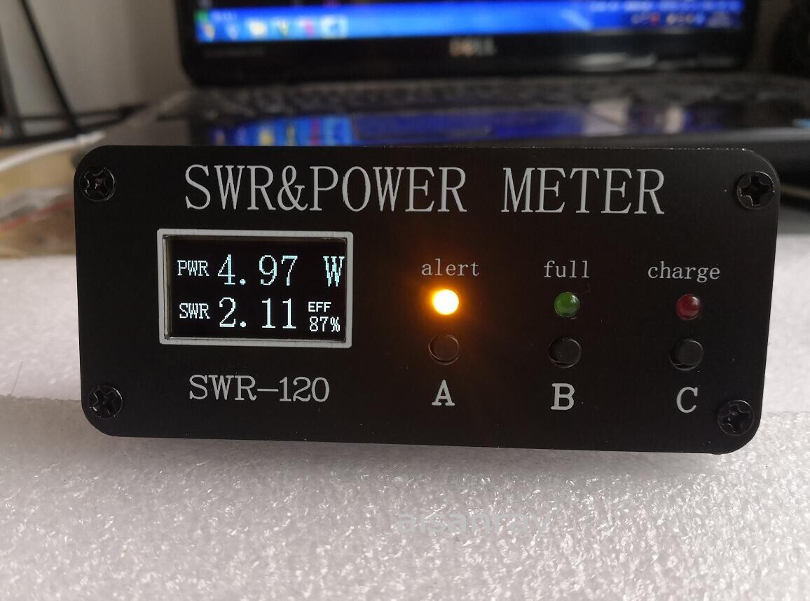 1.8M-50MHz 0.5W-120W SWR HF Short Wave SWR and Power Watt Meter + OLED + Battery