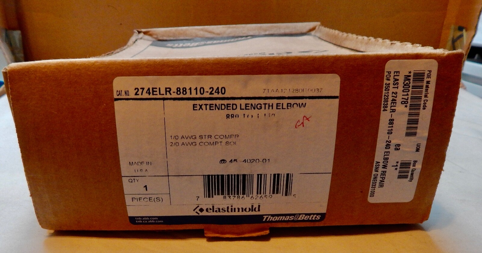 Elastimold 274ELR-88110-240 Ext Length Elbow 880-1.110 200AMP Load Breaker 280V