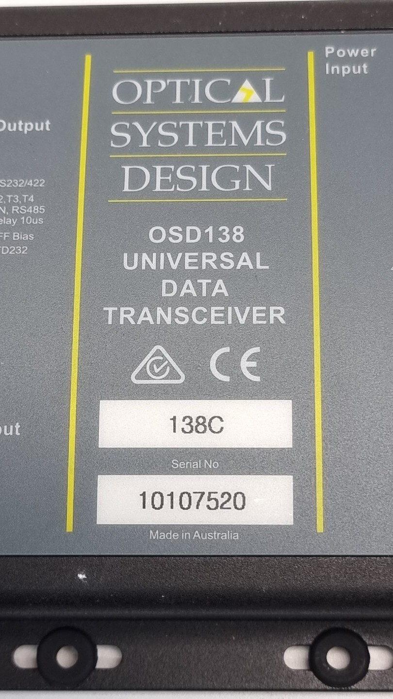 Optical Systems Design OSD138 Universal Data Transceiver RS422 RS232 RS485