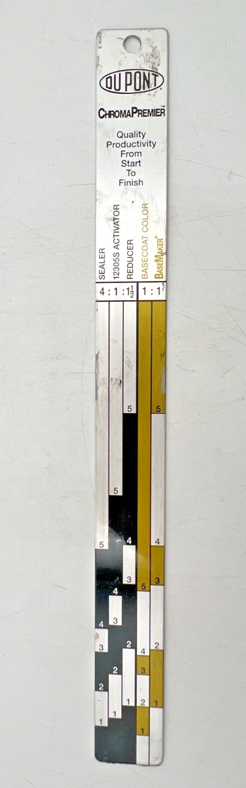 (3) DUPONT CHROMOPREMIER MEASURING METAL STICKS RATIO MIXING E-4042 & E2016