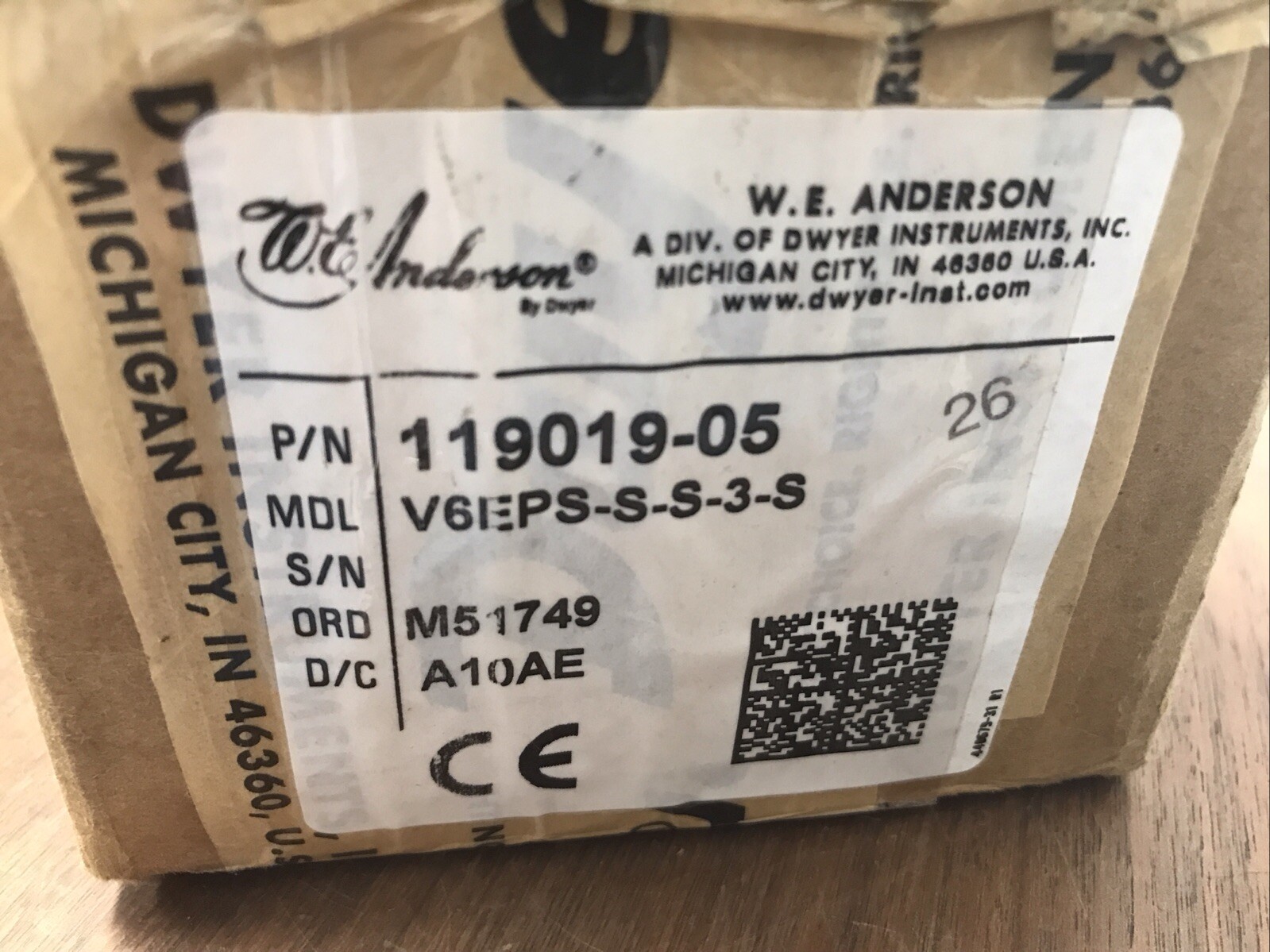 Dwyer W.E. Anderson V6eps-S-S-3-S Liquid Flow Switch V6 FLOTECT 119019-05 A10AE
