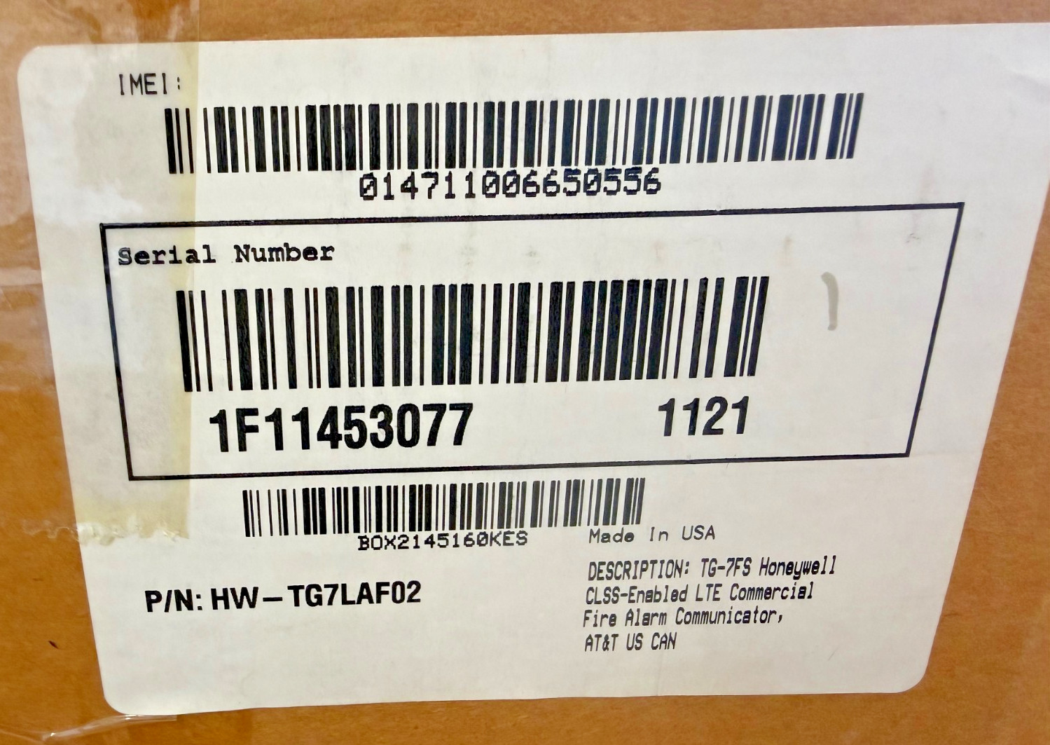HONEYWELL HW-TG7LAF02