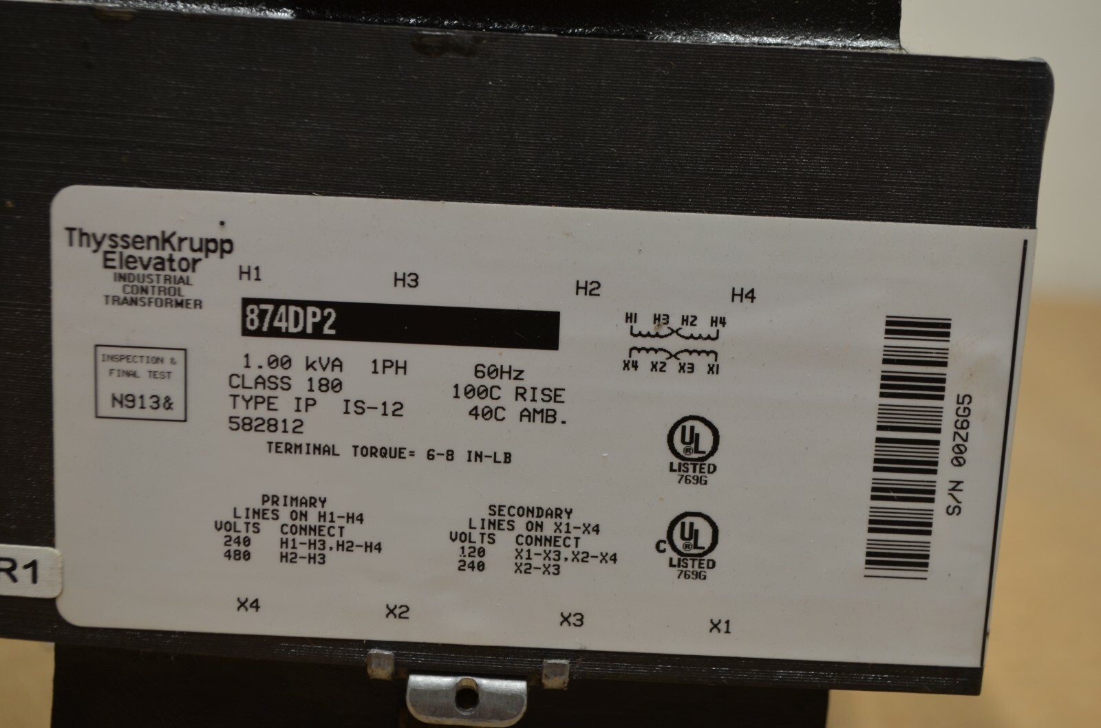 ThyssenKrupp Elevator 874DP2 1 PH 1.00 KVA 60Hz