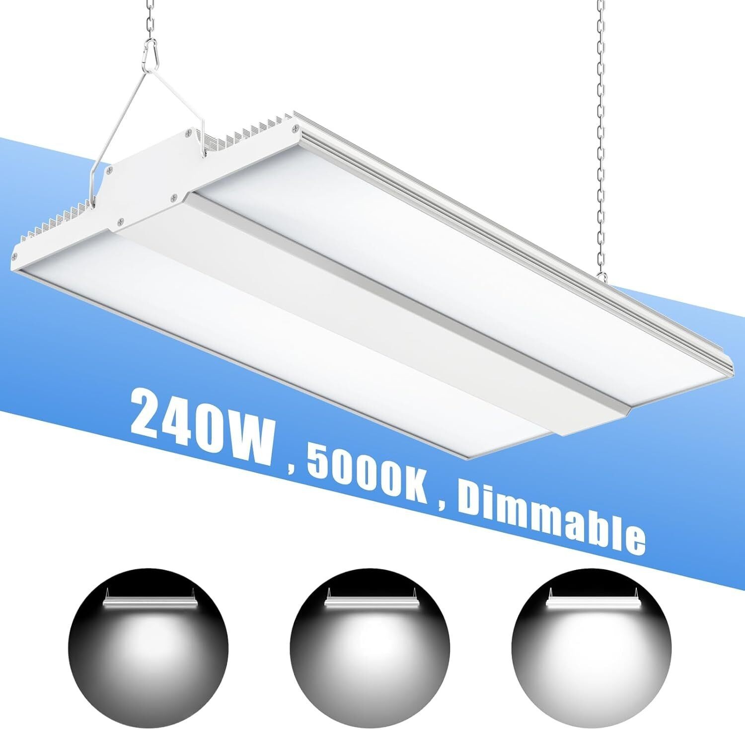LED Linear High Bay 240W 5000K 100-277 VAC White 0-10V Dimmable 36000LM UL DLC