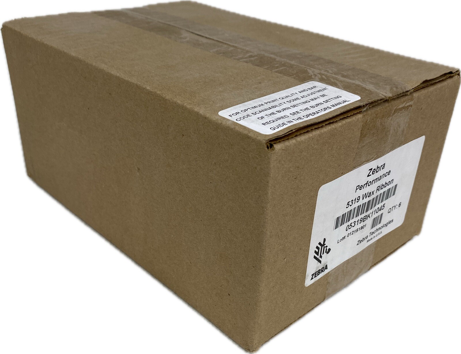 **Box of 6** Zebra 5319 Wax Ribbon Thermal Printer 05319BK11045 4.33 x 1476