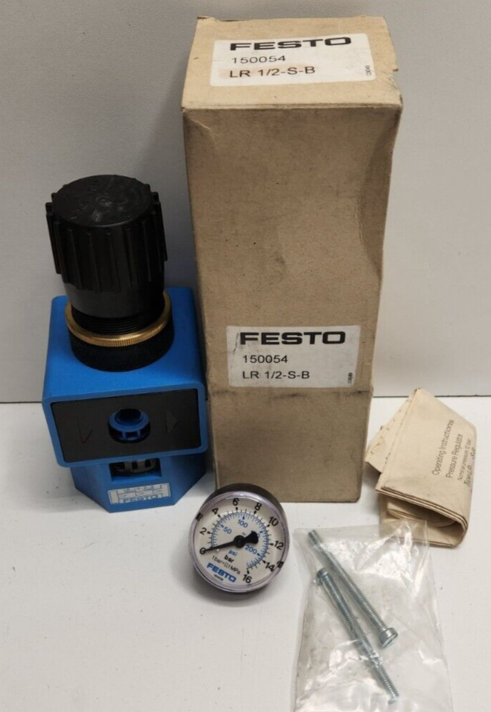 NEW OLD STOCK! FESTO 40MM 0.5-12 BAR PRESSURE REGULATOR LR-1/2-S-B