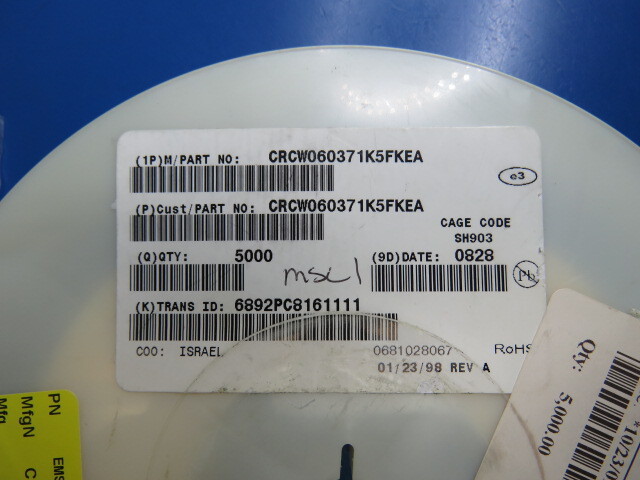 DALE CRCW060371K5FKEA Qty of 150 per Lot RES 71.5 k METAL 1% 0603