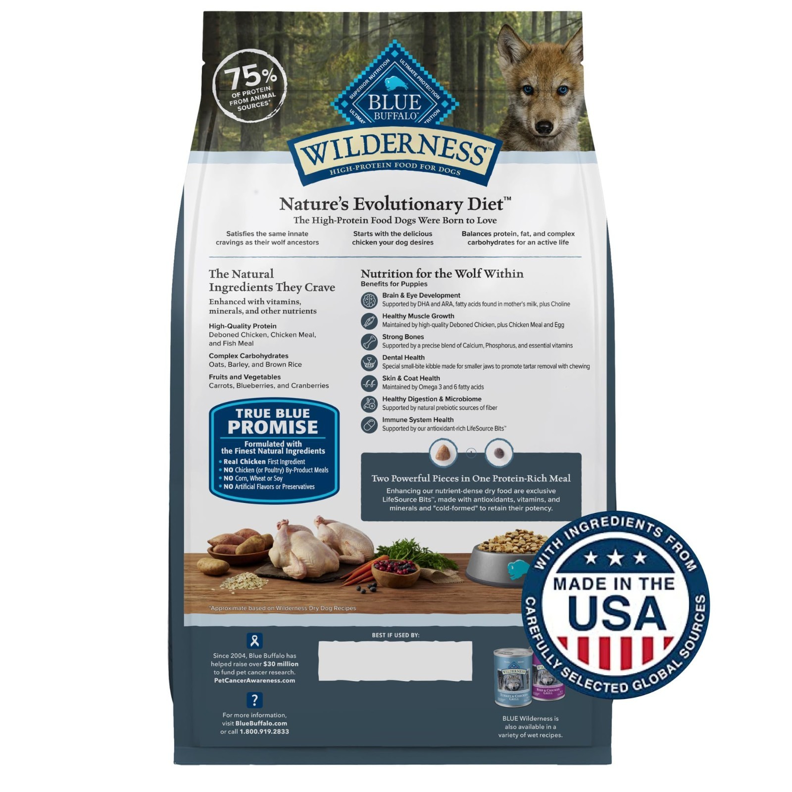 Blue Buffalo Wilderness Nature’s Evolutionary Diet Puppy Dog Food,Chicken, 28lb