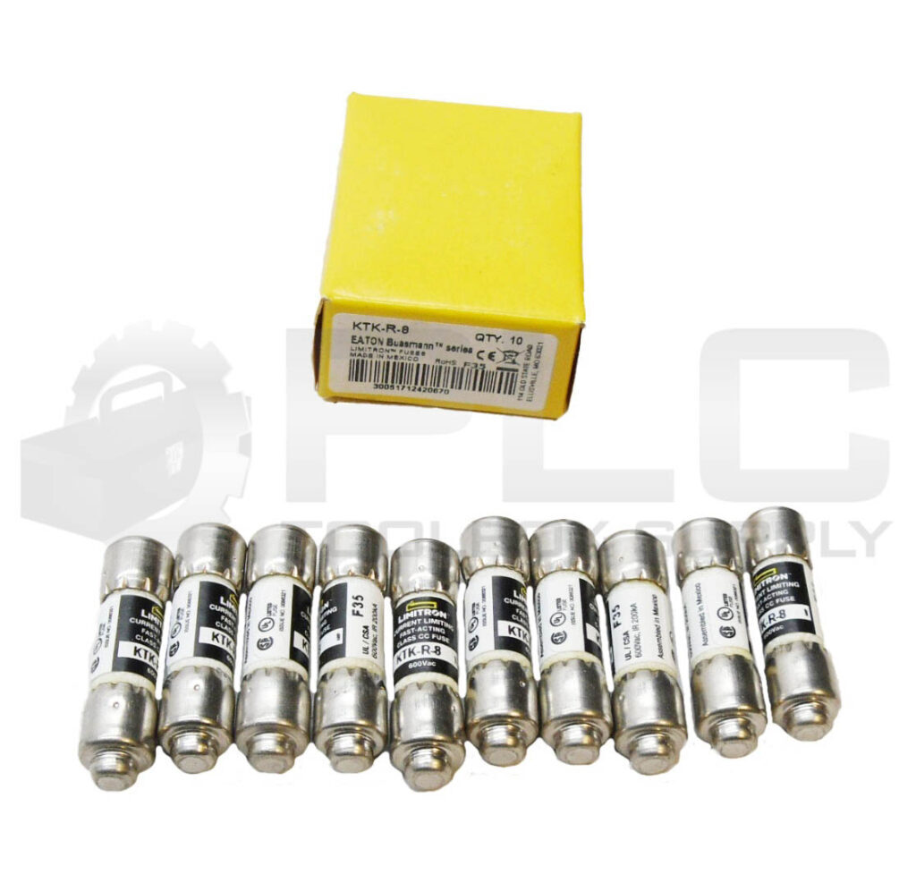 NEW BOX OF 10 BUSSMANN KTK-R-8 FAST ACTING FUSE 8A 600VAC