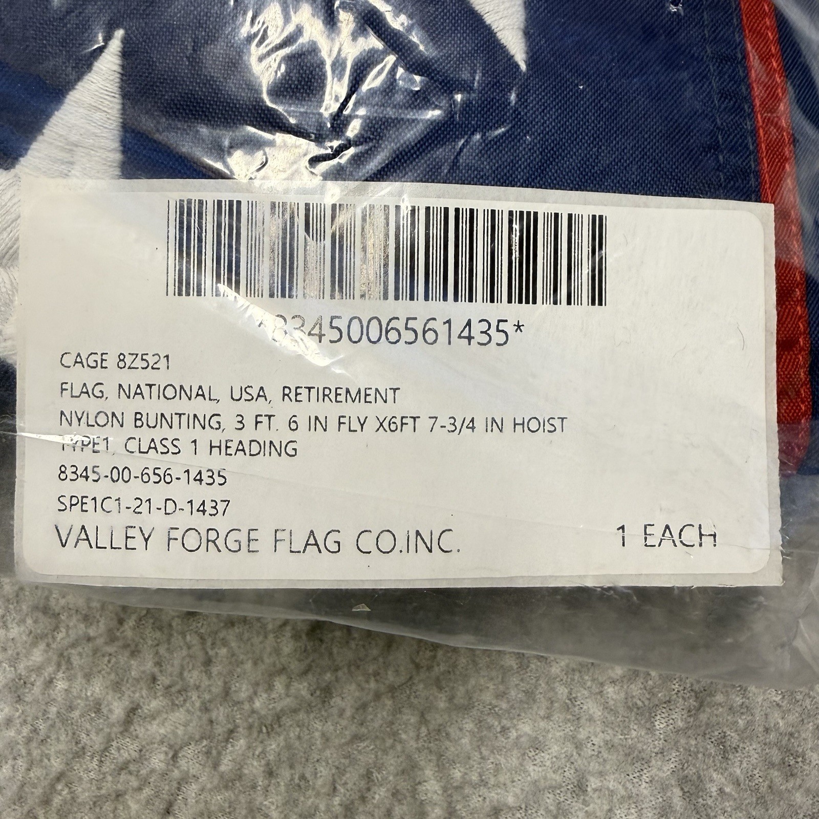 Valley Forge Flag Co 50 Star 3.5’x6.7’ Snap And Ring Attachment Stitched Stars