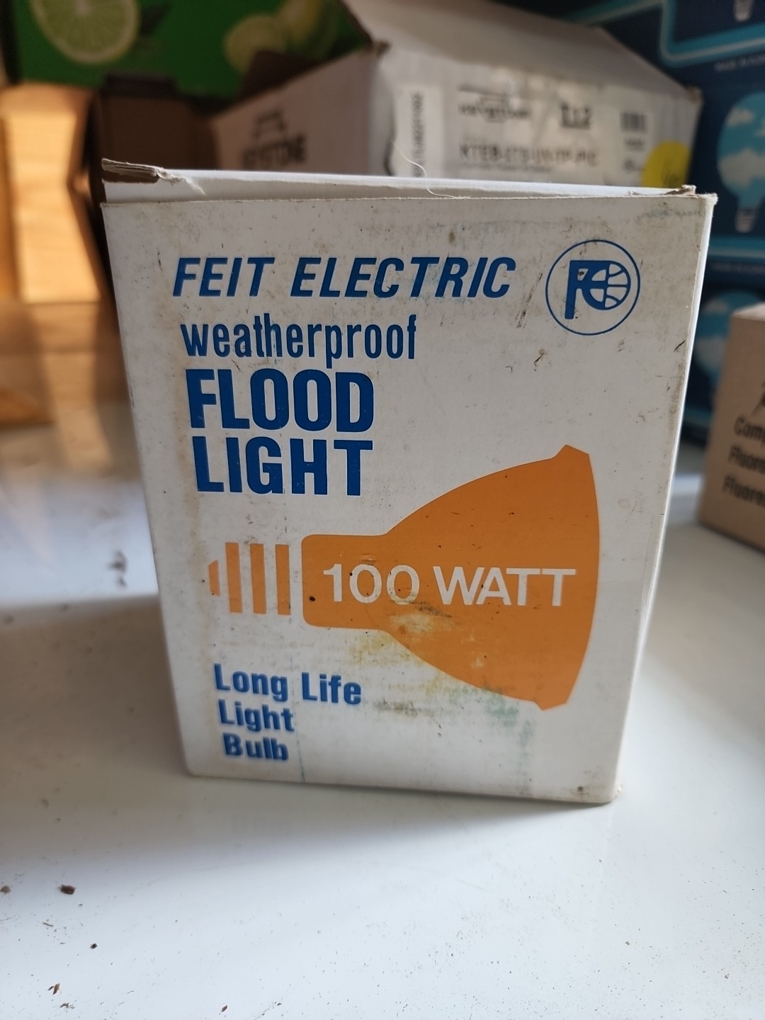 Feit Electric 100 Watt 120v Amber Flood Light Weatherproof NOS Lot of 2 Z20