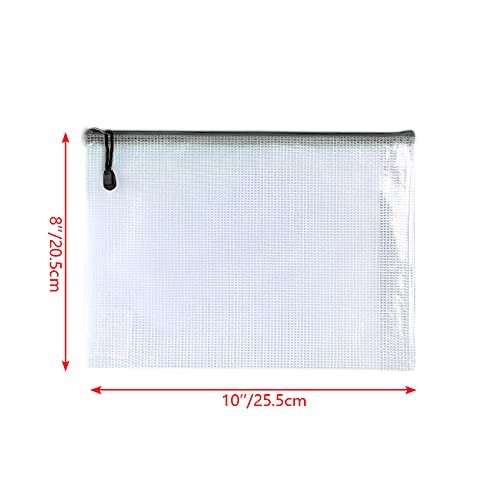 Oaimyy-8 * 10 inchs-18 Pcs-Plastic Mesh Zipper Pouch Document 8″x 10″, Black