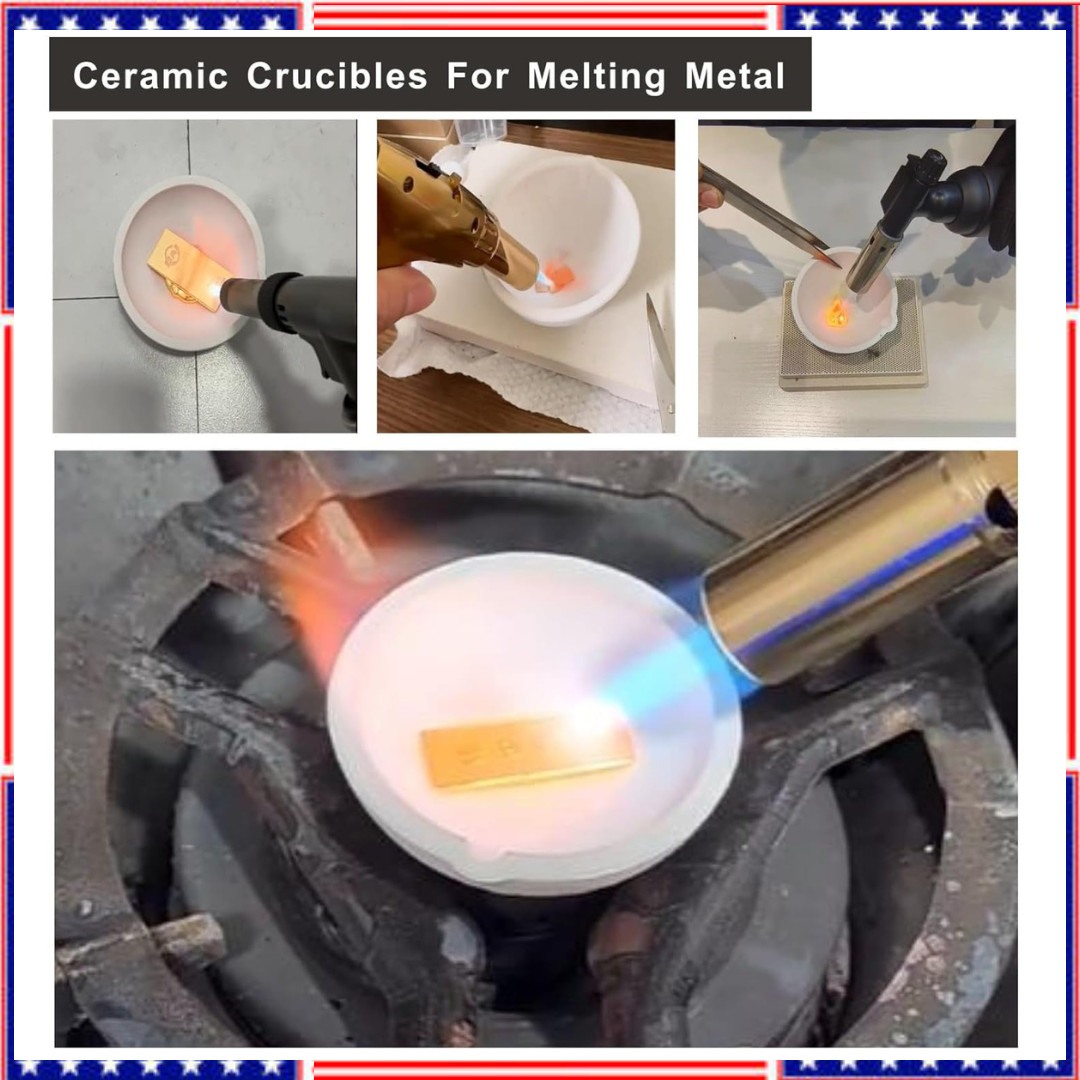 8 Crucibles For Melting Metal Kit Gold Silver Copper Ceramic Quartz With Handles