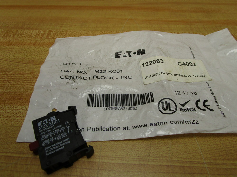 Eaton M22-KC01 Moeller Contact Block M22KC01
