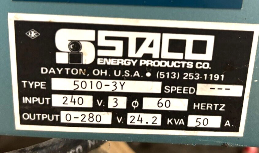 STACO ENERGY PRODUCTS 5010-3Y TRANSFORMER 240V