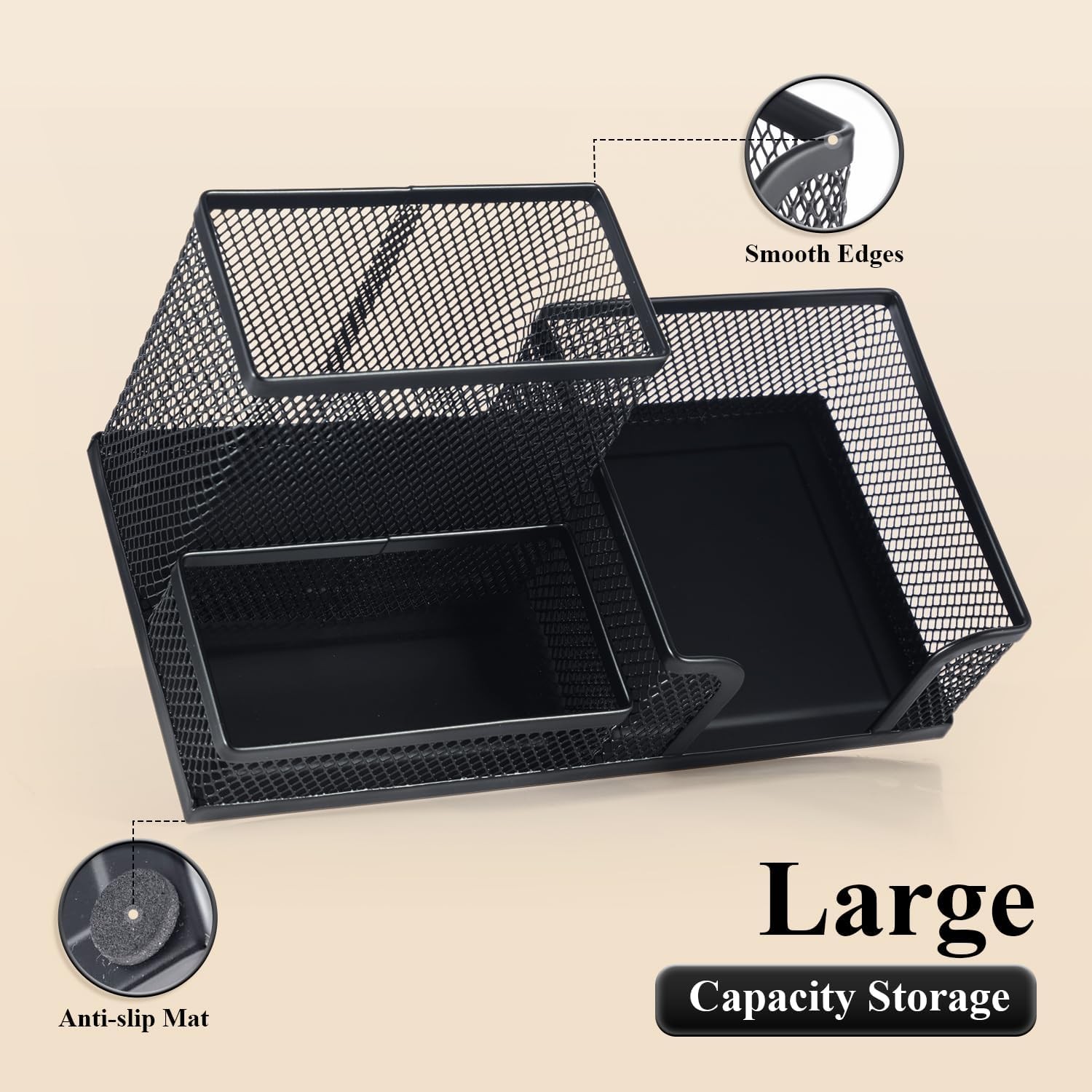 M&G Mesh Pen Holder Desk Organizers Pencil for Black, 3 Black
