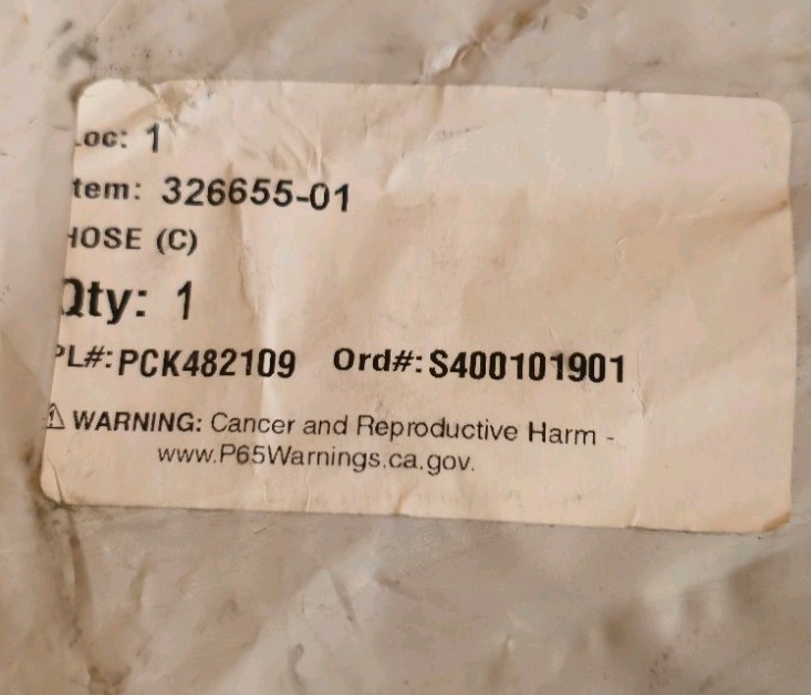 OEM Hoshizaki Overflow Hose Part Number: 326655-01 DIRECT FRIM HOSHIZAKI