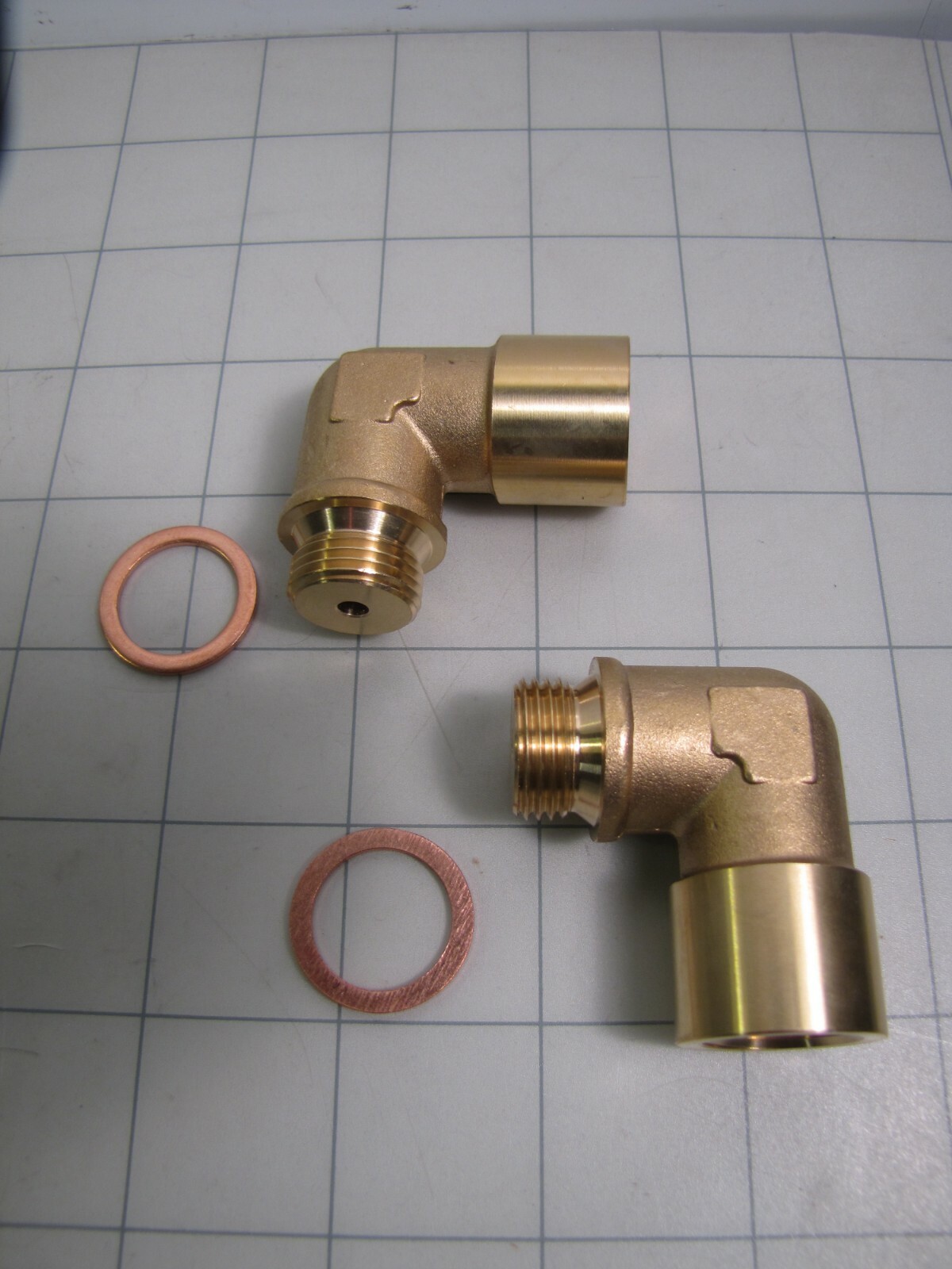 2-pack 90° Brass Flow Control Elbow 1/2″ w/ Copper Crush Washer 104066 NEW