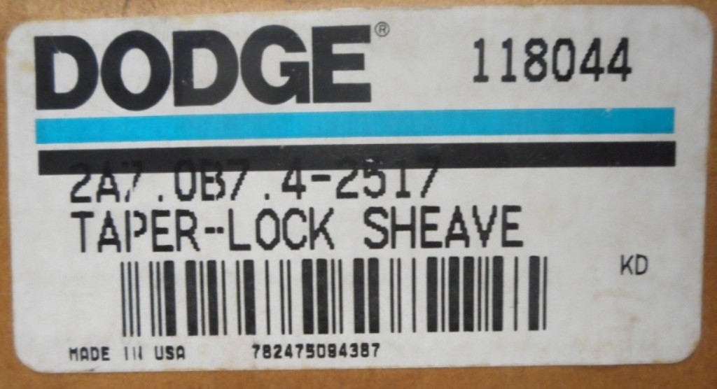 DODGE, TAPER-LOCK SHEAVE, 118044, 2A7.0B7.4-2517, 2 GROOVES