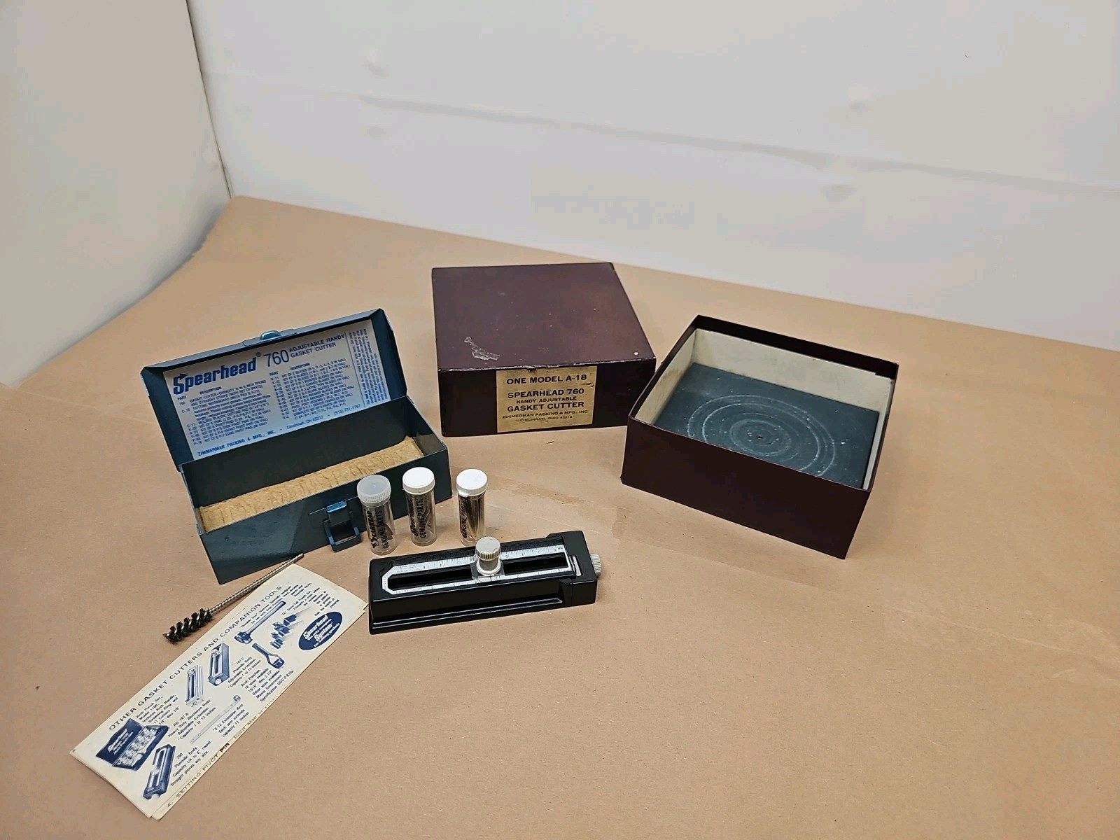 VTG ZIMMERMAN Spearhead 760-A-18 Adjustable Handy Gasket Cutter Set USA W/box