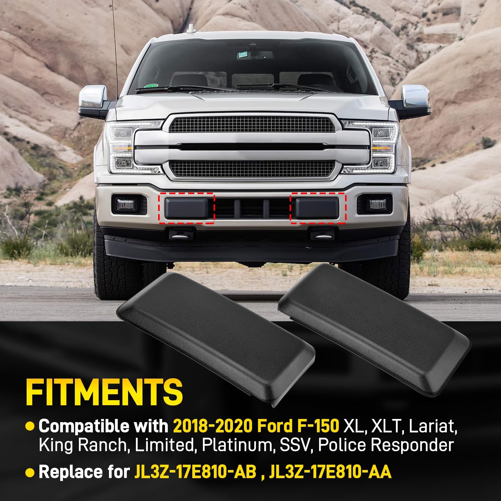 Front Bumper Guard Pads Compatible with Ford F-150 F150 2018-2020, Replace JL…