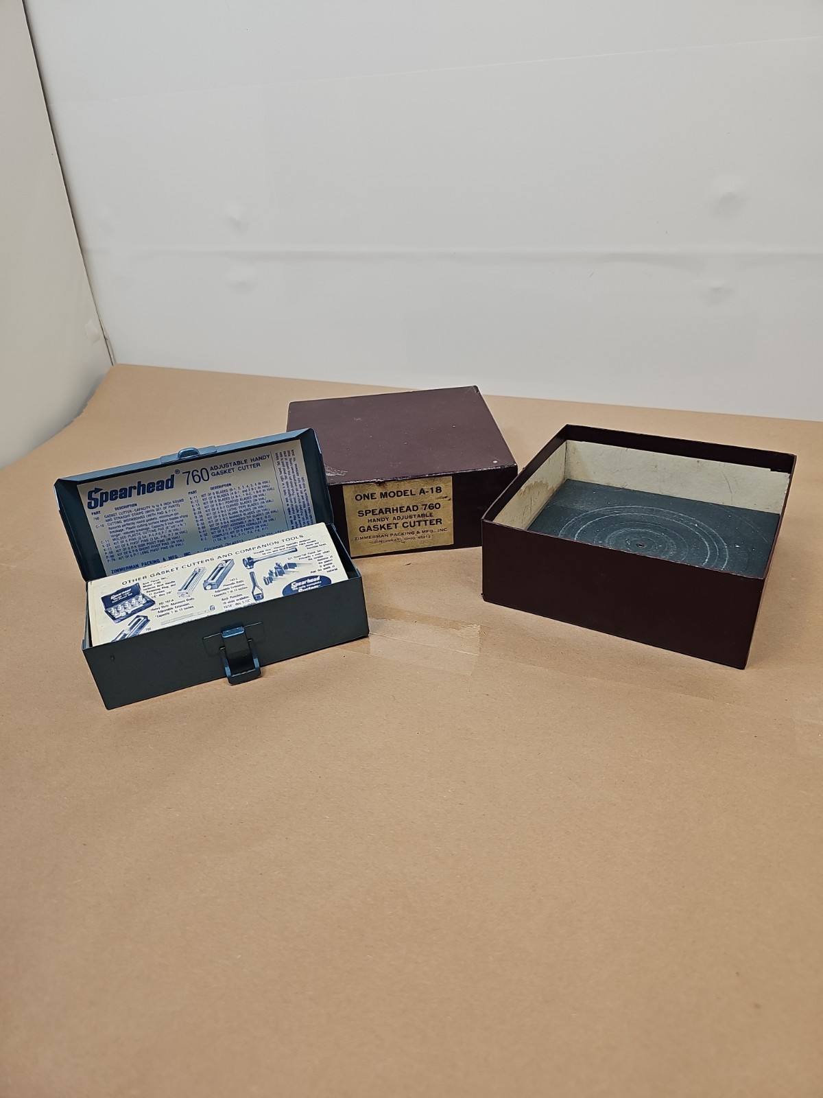 VTG ZIMMERMAN Spearhead 760-A-18 Adjustable Handy Gasket Cutter Set USA W/box