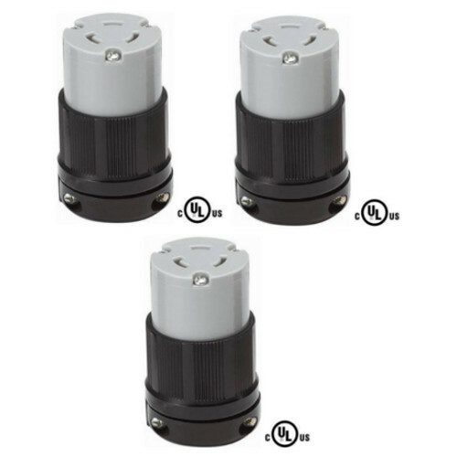NEMA L5-20 Grounding Locking Connector, 20A 125V AC, 2 Pole 3 Wire, cUL Listed