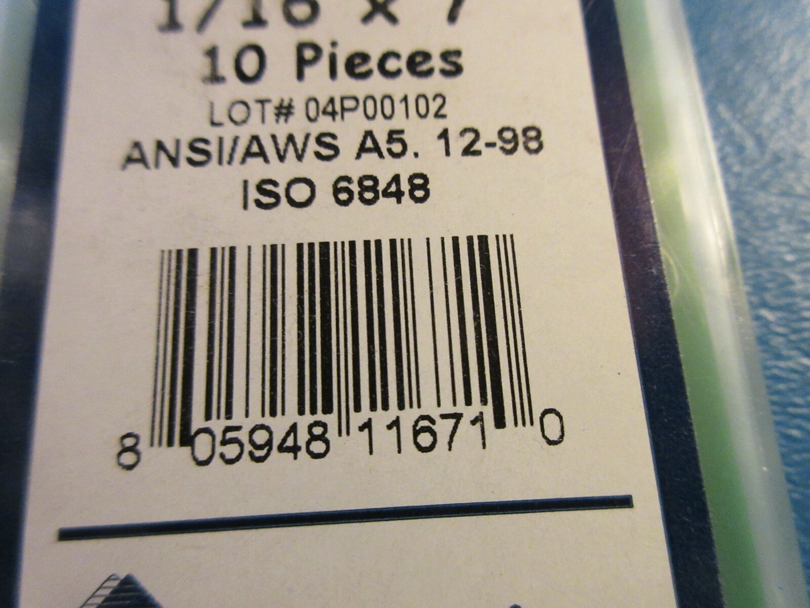 Package of 10 Best Welds 1/16 x 7″, BWS1167G, Tungsten Electrodes