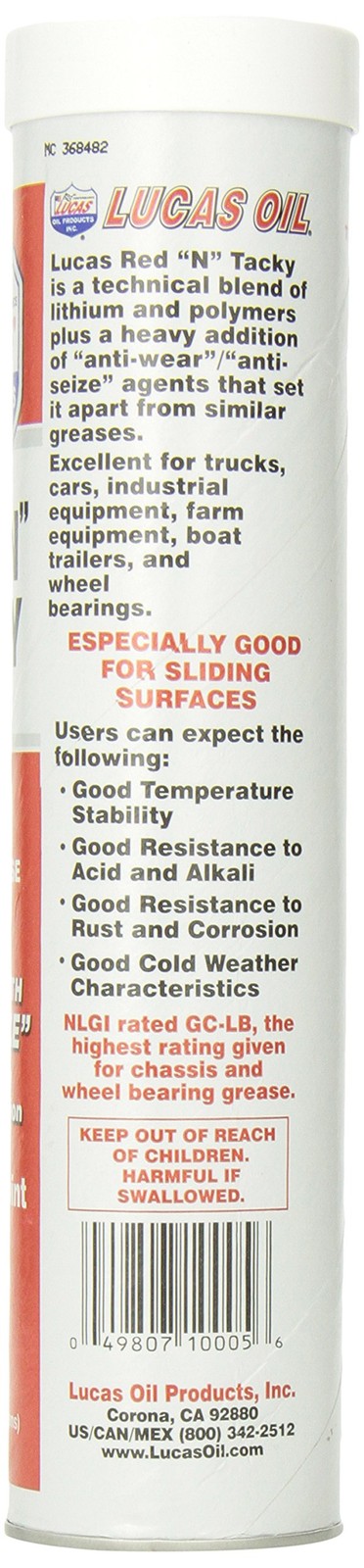 Lucas Oil 10005 Red ‘N’ Tacky Grease – 14 Ounce 14 Ounce, bright red