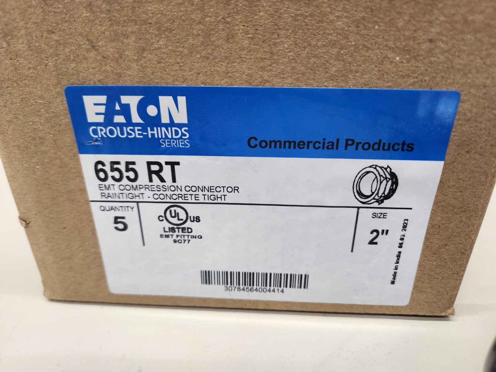 EATON 655 RT (5-Pack) 2″ EMT Compression Connectors Rain Tight ~ Brand New