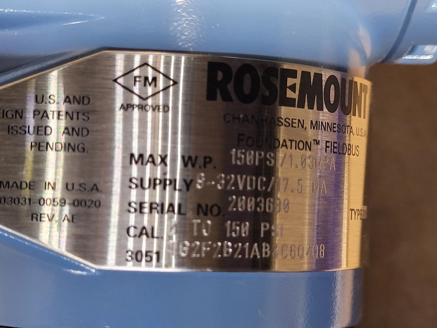 SURPLUS NEW Rosemount 3051TG2F2B21AB4C6Q4Q8 Coplanar Pressure Transmitter