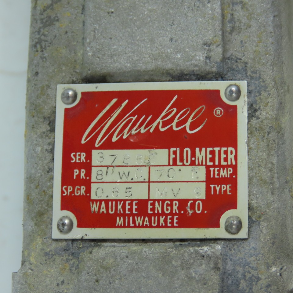 Waukee MV9 Flo-Meter Gas Flow Meter 70°F SPGR 0.65 PR. 8WC 1-1/4″NPT INCOMPLETE