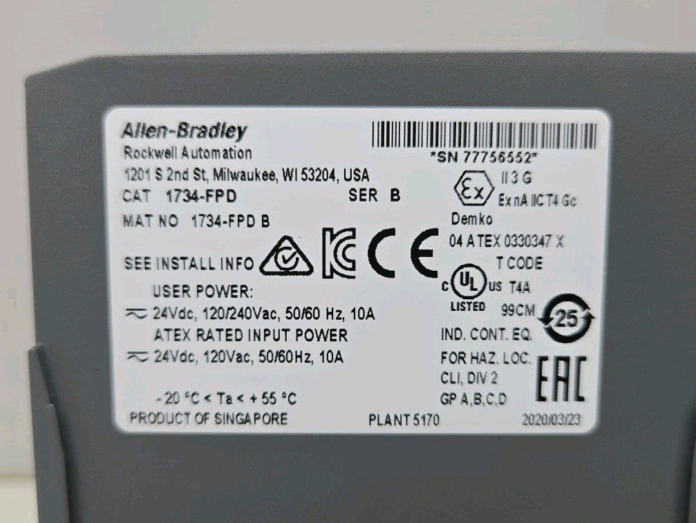 7 Pack Allen Bradley 1734-FPD Point I/O Field Power Distributor Module 1734-RTB