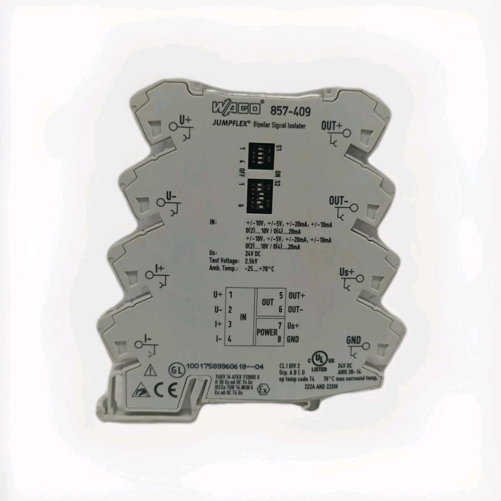 Wago 857-409 Jumplflex Bipolar Signal Isolator 24 VDC New Without Box