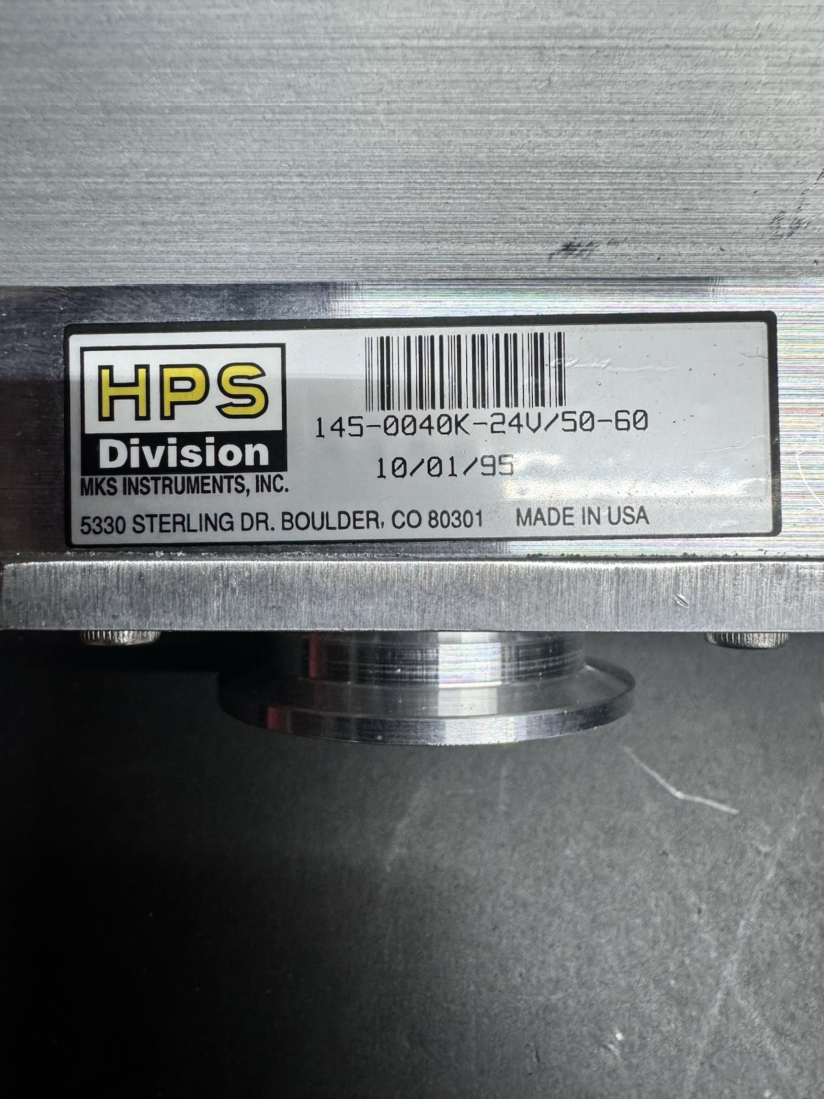 MKS HPS 145-0040K-24V/50-60 145 Vacuum Sentry Safety Isolation Valve