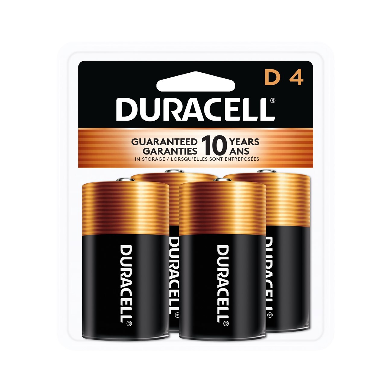 Duracell MN1300R4Z17 Coppertop Alkaline D Batteries 4-Pack 041333430010
